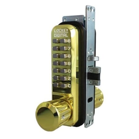 Mechanical Keyless Narrow Stile Passage Knob Lock Double Combination Bright Brass